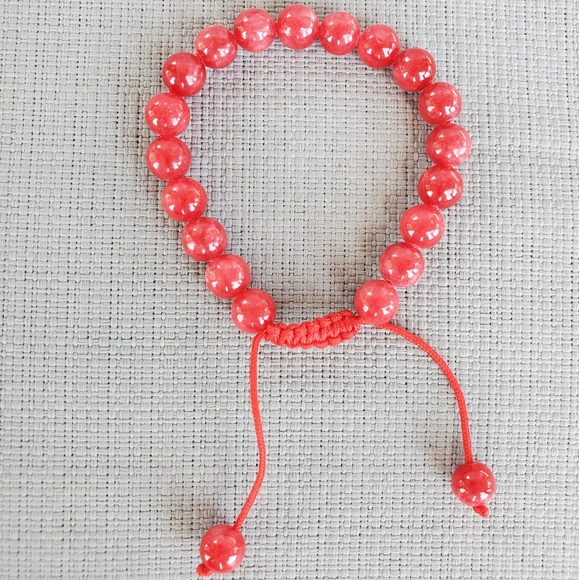 New Red Jade Adjustable Rope Pull Bracelet. - Picture 11 of 13